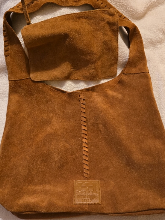 Haute Hippie Handbags - Haute Hippie Festival Suede Hobo Bag Brown Tan Whipstitch Slouchy With Pouch